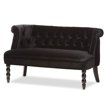 Baxton Studio Flax Black Velvet Upholstered 2-seater Loveseat 143-8100